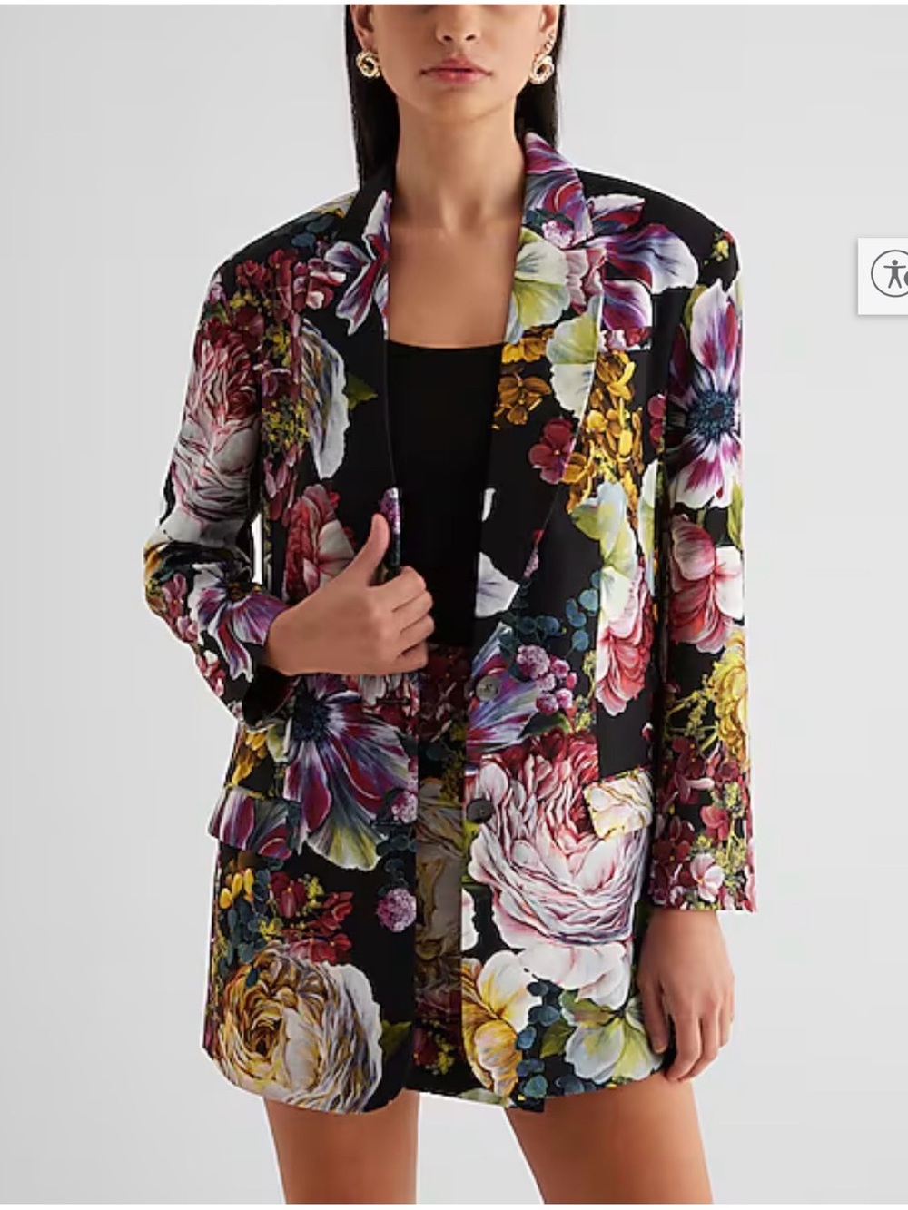 Express Floral Oversized Boyfriend Blazer